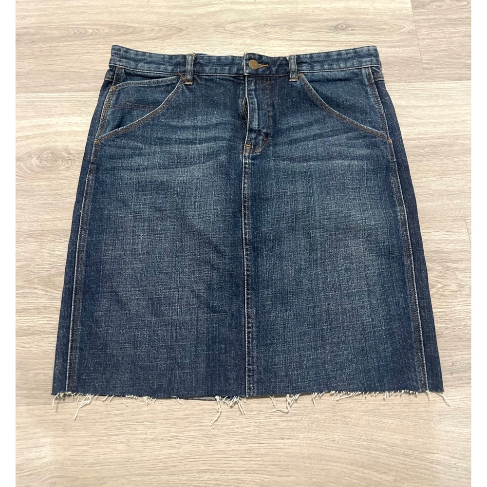 Lauren Jeans Co Ralph Lauren Blue‎ Denim Mini Skirt Raw Hem Womens Size 10
